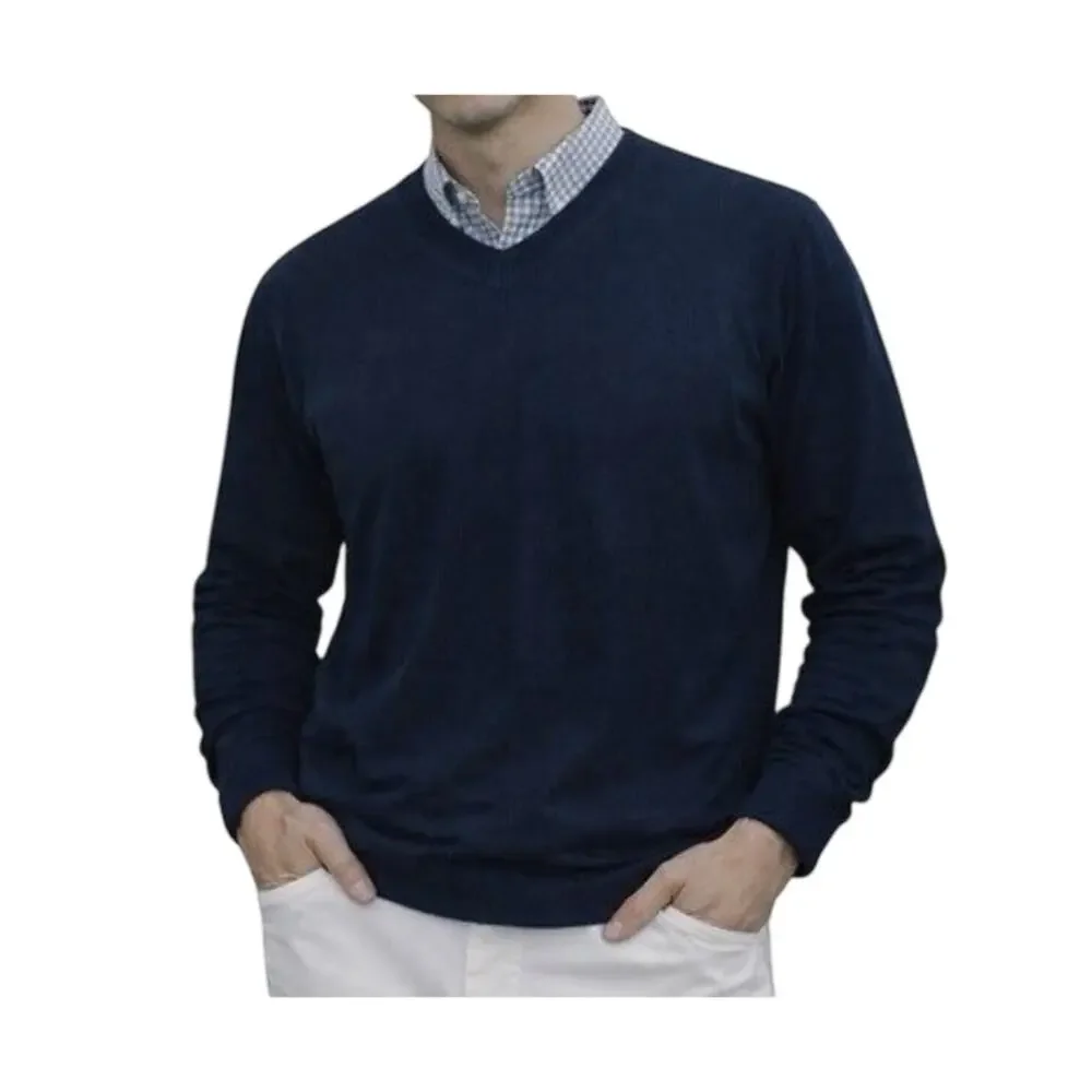 Paul Frederick Sweater Mens XXL Italian Merino Wool Blue Pullover Long Sleeve